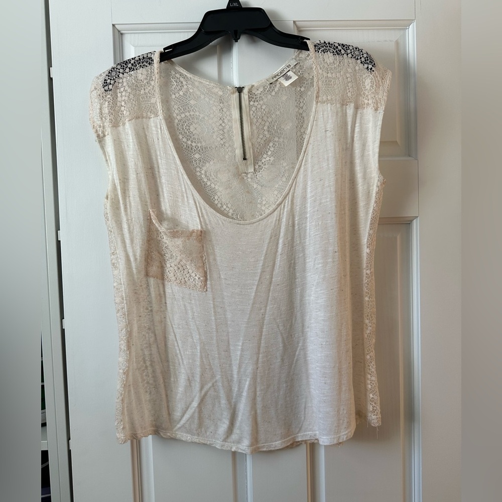 Arden B Ivory Lace Detail Top